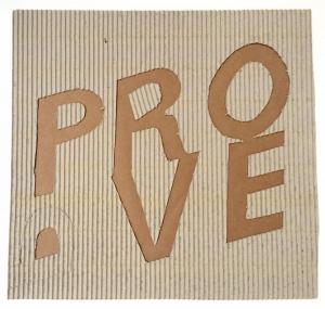 Prove, dalla serie Formazione di un pensiero anarchico, 1995. Carta da pacchi e cartone, cm 50,5 x 47,5