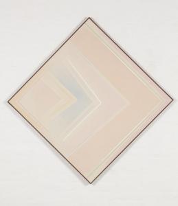 Un celeste tra gli angoli, 2015. Tecnica mista su tela, cm 95 x 95