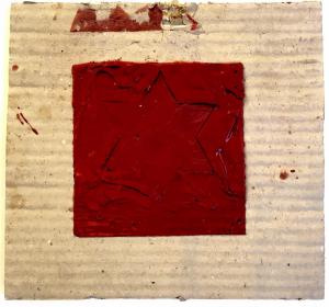 Esodo, 1992. Cartone e cera lacca su tavola, cm 22,5 x 2