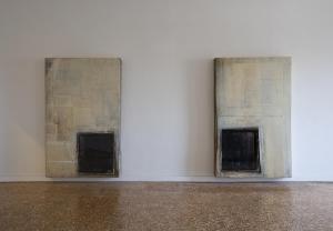 Lawrence Carroll, Medium Sleeping Painting - Darck, Purple, Black, 2006