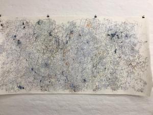 Giorgia Fincato, Senza titolo, 2017, inchiostro e pastello su carta,125 x 253 cm