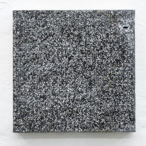 Mariateresa Sartori_ Rain Grammar (tela) 3_30 x 30 cm_waterproof pen, linseed oil, silver graphite and rain on canvas_2024