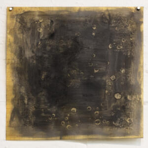 Mariateresa Sartori_ Rain Grammar under a tree (carta) 1_ 30 x 30 cm_ waterproof pen, linseed oil, silver graphite and rain on paper_2024