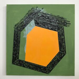 Lucio Pozzi, Black fire (Fields group), 2015, olio su acrilico su tela, 47,3 x 45,2 x 2,0 cm