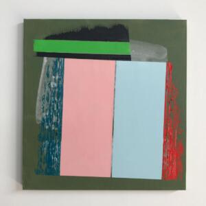 Lucio Pozzi, The green Wind (Fields group), 2015, olio su acrilico su tela, 47,3 x 45,2 x 2,0 cm
