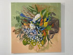 Lucio Pozzi, In The Gap, 2005, olio su tela 100 x 100 cm