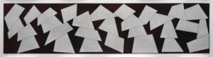 David Tremlett, 29 Quadrilaterals Dancing,
2018, pastello su carta, 35 x 151 cm