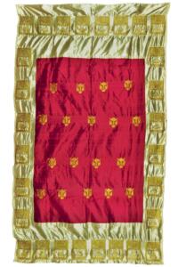 Giuseppe Abate, Panther, 2017, machine embroidery; synthetic gold thread on synthetic and natural silk fabric from Assam, 200 x 120 cm