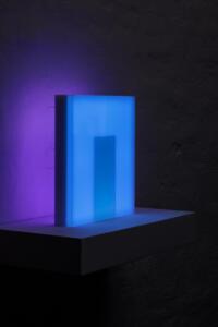 Brian Eno, Nut, 2020, Signed and dated on verso, Light box: LED lights, perspex, wood, 31.6 x 31.6 x 5 cm