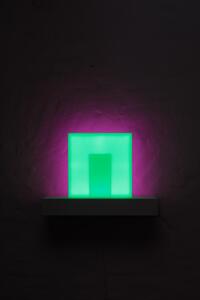 Brian Eno, Nut, 2020, Signed and dated on verso, Light box: LED lights, perspex, wood, 31.6 x 31.6 x 5 cm