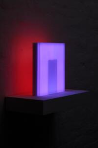 Brian Eno, Nut, 2020, Signed and dated on verso, Light box: LED lights, perspex, wood, 31.6 x 31.6 x 5 cm