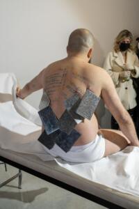 "Ruben Montini, CARNE DA MACELLO, 2022, Performance 90’, with Porpora MarcascianoDumBO, Bologna, ITph Ela Bialkowska, OKNOstudio"