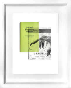 Andrea Mastrovito, Conversation with Bram Stoker VII, 2018, matita e libro su carta su tavola 55 x 45 cm (opera incorniciata)