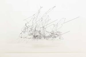 Matthew Attard,Id-Dgħajjes tal-Fidili.(Ships of thefaithful/fools),2023,Stampa digitale estrapolatada eyedrawingsu plexiglass,150 x 80 x 0,5 cm