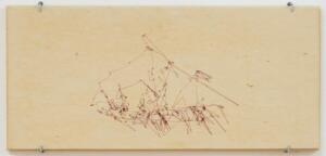 Matthew Attard,Id-Dgħajjes tal-Fidili (Ships of thefaithful/fools),2023,Pen-plotted eye-drawing onGlobigerina Limestone,54 x 25 x 3 cm.