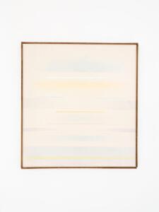 Riccardo Guarneri, Sulla leggerezza di una decisa linea bianca, 2018, tecnica mista su tela, 62 x 82 cm