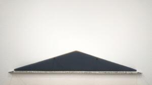Hamish Fulton, Walking from sea level up to the 3340 mt crater rim of mount Etna, Sicily, Italy, October 2014-2015, walk text on wood, approx. 30 x 6 cm