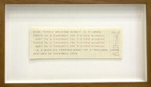 Hamish Fulton, Nine people walking slowly in silence. Japan. 26 November 2006, handwritten text, pen on paper, 22 x 40 cm