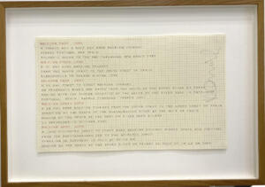 Hamish Fulton, Walking East 1989. Walking South 1990. Walking East 2001. Walking North 2003. Walking East 2004. handwritten text, pen on paper, 56 x 38 cm