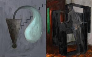 Nazim Ünal Yilmaz , Object calling me , (diptych) oil on canvas 50 x 40 cm each , 