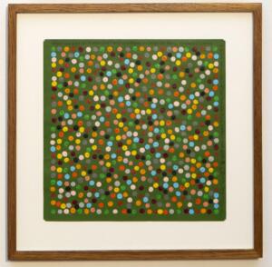 Hamish Fulton, Counting 588 coloured dots planet earth, 2010, painting on paper, 38,5 x 38,5 cm