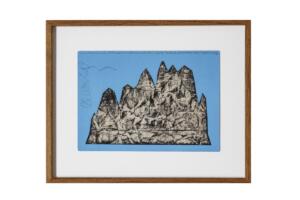 Hamish Fulton, Mountain skyline. A ten day wandering walk ten nights camping. Dolomites Italy 1993, painting on paper, 36 x 45 cm