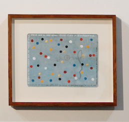 Hamish Fulton, Counting 49 coloured dots, 2015, colour and text on paper, 26 x 31 cm
