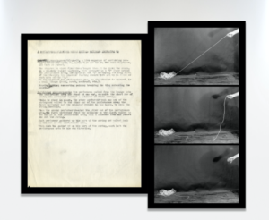 Vito Acconci, A PERFORMANCE SITUATION USING STRING, CUTTING, GATHERING UP (1969), graphic layout, ed. 1/3. Dimensions 13” x 17”