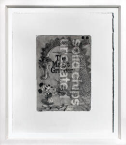 Andrea Mastrovito, The Magical Grinder - Solid Chips Uncoated, 2020, frottage su carta, 39 x 32 cm 