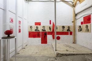 Maurizio Pellegrin, installation view: Alcuni, Memory of a Red Venice #1, #2, #3 e La spugna rossa 