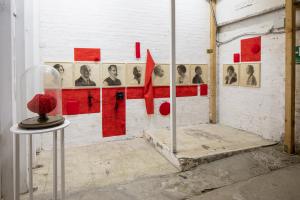 Maurizio Pellegrin, installation view: Alcuni, Memory of a Red Venice #1, #2, #3 e La spugna rossa 